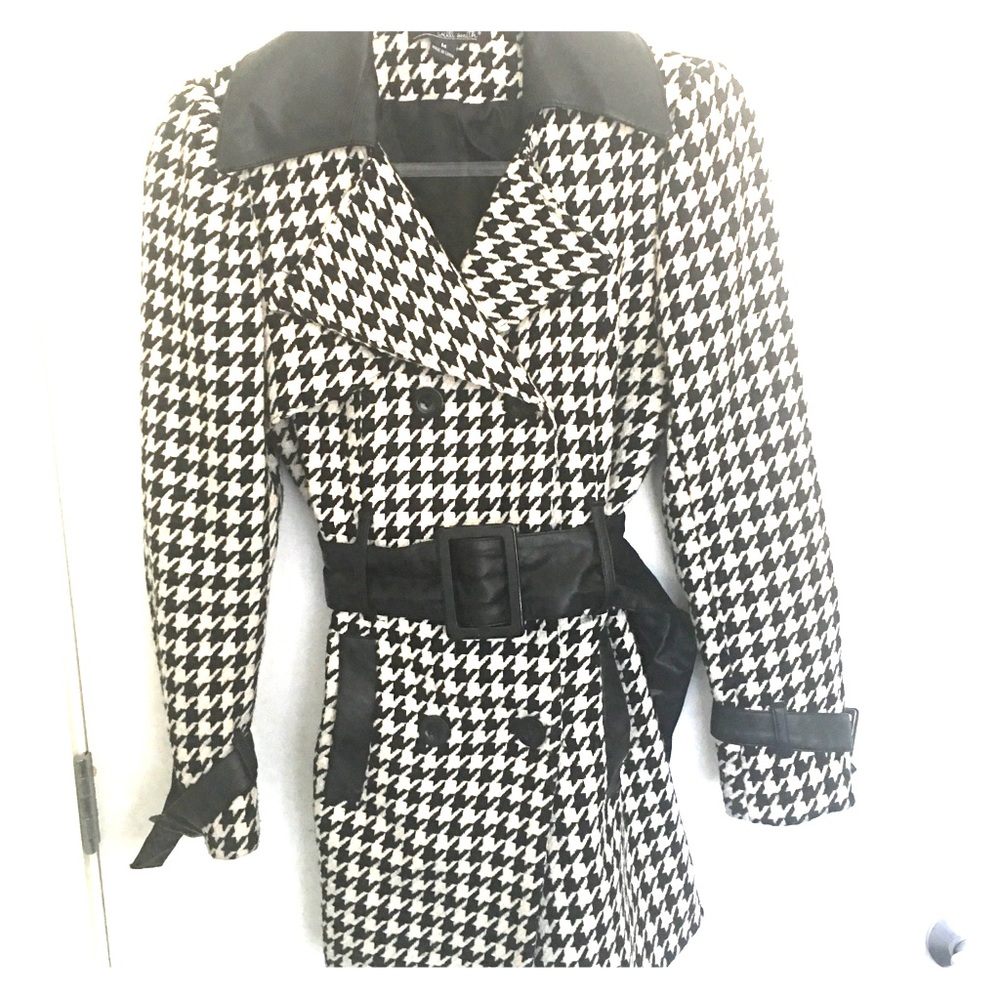 Willi Smith Houndstooth & Leather Coat
